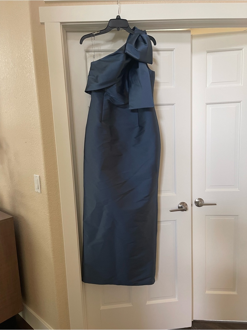 Sachin + Babi One-Shoulder Bow Gown in Steel Blue - Picture 5 of 6